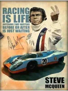 STEVE MCQUEEN RACING IS LIFE Retro Look BATHROOM Cave GARAGE A5 A6 A4 - Picture 1 of 1