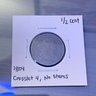 1804 Draped Bust Half-Cent: Crosslet 4, No Stems — Vf 15