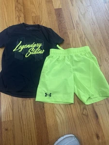 Under Armour Kids T-Shirt And Shorts 2 Peice Set Size XS - Picture 1 of 5