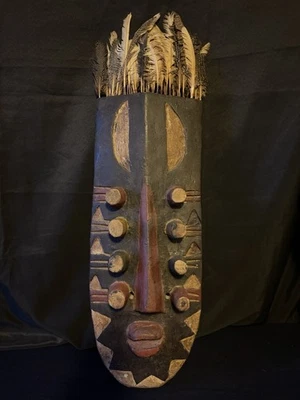 Arte africano Grebo Kru guerrero madera máscara ceremonial Liberia Costa de Marfil cubista Foto 1 de 4