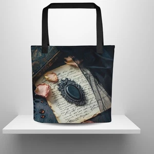 Bolso de Mano Gótico Victoriano Broche Oscuro Luto Academia Letra Antigua Estética - Imagen 1 de 8