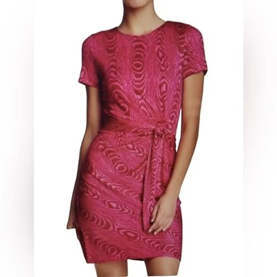 Vestido Diane von Furstenberg Zoe Jersey de Seda Mangas Cortas Fucsia Elástico Talla 6 Foto 1 de 4