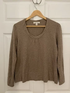 Banana Republic Luxury Cashmere Blend Beige Brown Womens Petite L Sweater - Picture 1 of 4