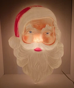 Vintage beleuchteter hängender Weihnachtsmann Kopf/Gesicht Blasform Weihnachtsdeko 21,5”x 15”x 4” - Bild 1 von 24