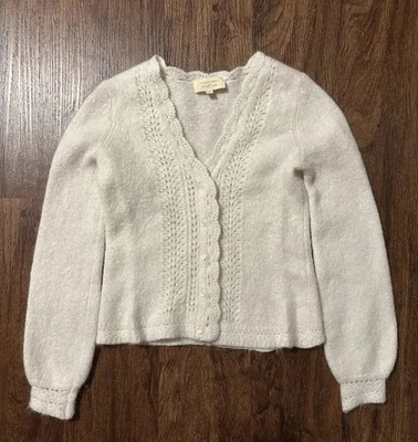 Cárdigan de lana mohair La Maille Sezane niño delicado marfil ganchillo casa de campo talla S Foto 1 de 4