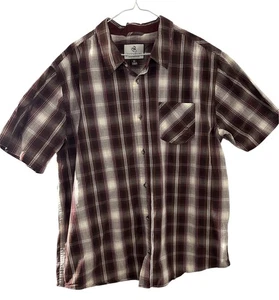 Legendary Whitetails Flannel Men Poplin Short Sleeve Shirt Brown Size XL - Picture 1 of 11
