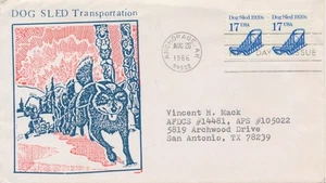 #2135 Dog Sled 1920's Theron Fox cachet First Day cover 71 made - Picture 1 of 2