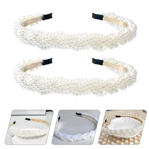 2 Pcs Pearl Headband Baby Girl Wedding Headpiece Elegant Headbands for Women - Picture 1 of 12
