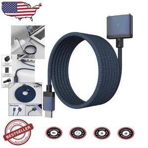 USB-C to MagSafe 3 Cable: Fast 140W Blue Braided 6.6ft for MacBook Pro Air - Picture 1 of 8