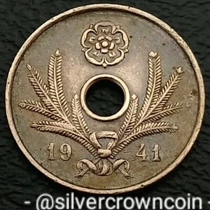 Finland 🇫🇮 5 Pennia 1941. KM#64.1. Holed Five Cents coin. Suomi. WWII. Rosette - Picture 1 of 7