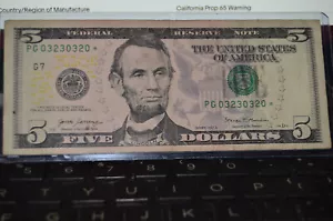 2017 5 Dollar Fancy Trinary Serial Number 2 Triple 1 Pair 03230320 and Star Note - Picture 1 of 2