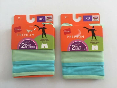 4 prs Hanes Niñas Play Shorts UnderShorts Usar Debajo Vestidos Faldas Pantalones Cortos Foto 1 de 2