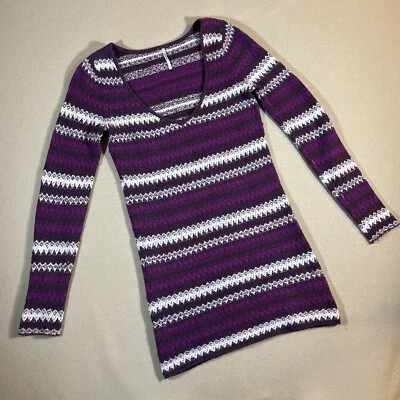 Vestido Suéter FREE PEOPLE Mujer M Nordic Fair Isle Mezcla de Lana Púrpura Elástico Foto 1 de 4