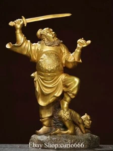 Old Dynasty Pure Bronze Gilt Zhongkui Zhong Kui Ghostbuster Person People Statue - Picture 1 of 9