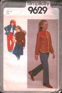 9629 Vintage Simplicity Sewing Pattern Girls 1980s Skirt Pants Quilted Jacket FF - Picture 1 of 2
