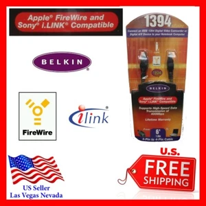 Belkin 1394 Cable - Apple FireWire and Sony I.Link Compatible - 6 feet NIB - Picture 1 of 9