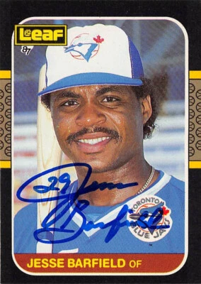 Jesse Barfield autographed Baseball Card 1987 Leaf #127 (Toronto Blue Jays) - Image 1 of 2