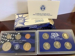 2002 US Mint Proof 10-Coin Set with Original Packaging OGP - Picture 1 of 1