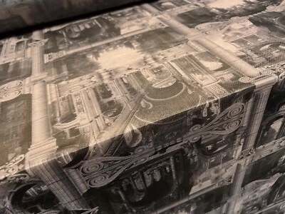 Power Mesh Net Stretch Spandex Fabric, Per Metre - Baroque Buildings & Columns - Image 1 of 3