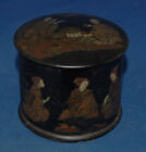 A Hand Decorated Oriental Round Papier Mache Box, 19Th Century, Tea Cermony