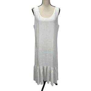 Lauren Ralph Lauren ärmelloses Leinen Prairie Tank Midikleid - weiß - Größe Lrg - Bild 1 von 11