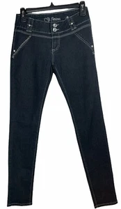 Youth Girls Size 5 CB JEANS Black Skinny Denim Studded & Beaded With Rhinestones - Picture 1 of 9