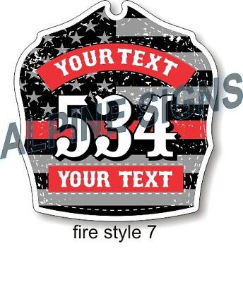 Fire Helmet Shield Sticker - Thin Red Line - Style 7 - Custom Just For You!  • 12.74£