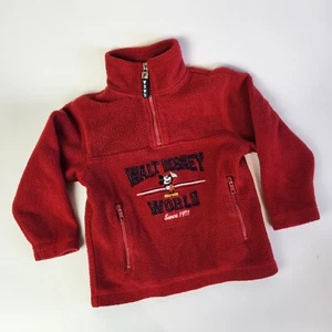 Walt Disney World Kids Sweater Sz XXS Red Mickey Mouse Fleece Pull Over 1/4 Zip - Picture 1 of 11