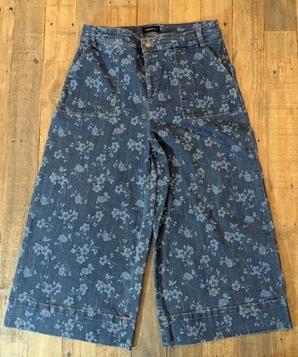 Pantalones de mezclilla Charter Club para mujer estampados culotte pierna ancha lavado Berkeley talla 12 Foto 1 de 4