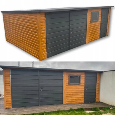 Blechgarage Holzoptik Gartenhaus 5x4 m Geräteschuppen Lieferung + Montage Gratis - Bild 1 von 4