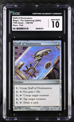 STAFF OF DOMINATION Fifth Dawn Foil Rare CGC 10 Gem Mint MTG [Nostalgium] - Image 1 of 2