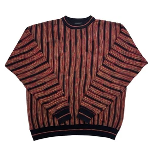 VTG Protege Crewneck Sweater Men’s Large Coogi Style 3D Cosby Knit 90s Fire Red - Picture 1 of 6