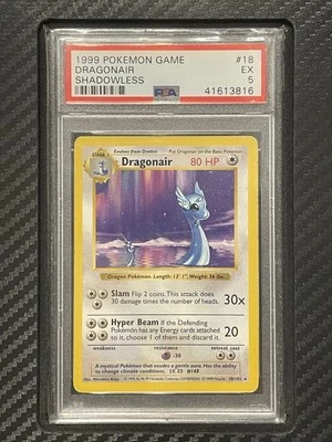 1999 PSA 5 Dragonair #18 Shadowless Rare WOTC Pokemon Game Base Set Shadowless - Image 1 of 2