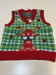 Blizzard Bay Sweater Unisex Reindeer  Ugly Christmas Sweater Vest Small NWT - Picture 1 of 6