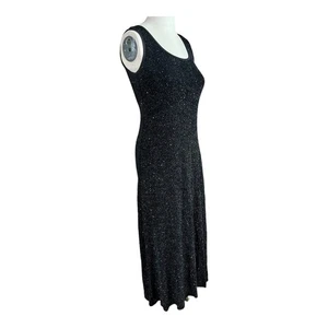 Vintage Miss Ashlee Black Glitter Maxi Dress Sleeveless Long Gown WOMEN’S SMALL - Picture 1 of 8