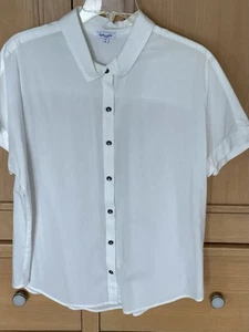 Splendid White Short Sleeve Blouse Size Large - Picture 1 of 6