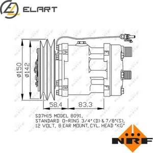 COMPRESSOR AIR CONDITIONING 32767 FOR DEUTZ-FAHR AGROTRON/TTV/X 3.2L 4cyl 4.8L - Picture 1 of 7