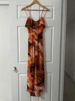 WITCHERY Silk Maxi Dress Sunset Holiday Orange - image 1 of 4