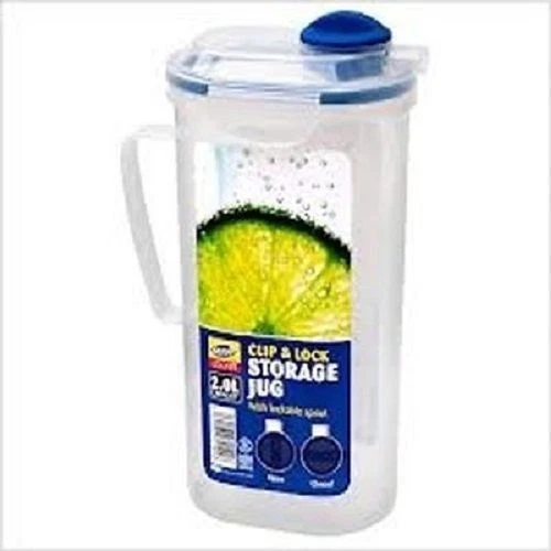 2L Juice, Milk, Drinks Clip & Lock Fridge Door Jug With Twist Lock Lid New - Image 1 of 1