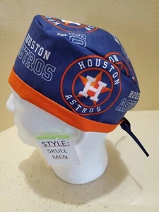 Houston Astros MLB Men's Skull/Chemo Surgical Scrub Hat/Cap Handmade - Picture 1 of 7