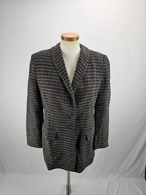 Chaqueta blazer para mujer Dana Buchman gris a cuadros de lana 8 Foto 1 de 4