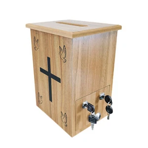Christian Collection Box Suggestion Fundraising Donation Charity Box Doves Cross - Picture 1 of 11