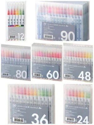NEW Kuretake ZIG Clean Color Real Brush Pen Set 12~90 colors - Image 1 of 4