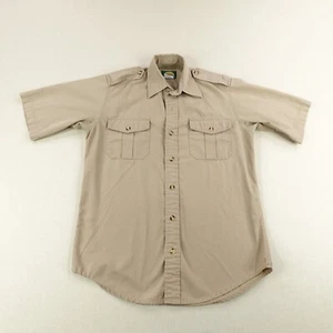 Vintage Cabelas Shirt Mens Small Khaki Beige Button Up Safari Military Work ^ - Picture 1 of 9