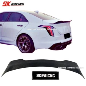For Cadillac CT4 2020-2025 Real Carbon Fiber Rear Boot Spoiler Wing Flap 1Set - Picture 1 of 16