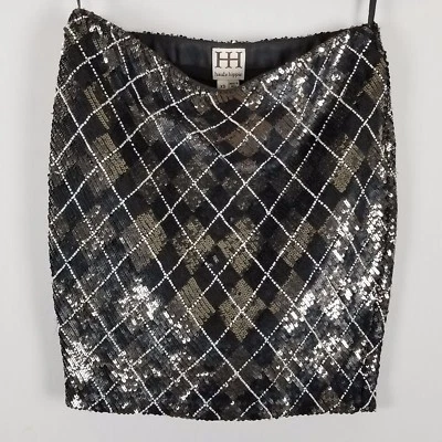 Haute Hippie sz XS mini skirt with sequin black and silver cocktail party - Image 1 of 4