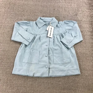 Misha & Puff Jacket Girls 4-5 Y Cardigan Dress Pima Cotton Blue Lightweight Coat - Picture 1 of 8