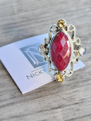 Nicky Butler RAJ LIMITED Collection Ruby Citrine 925 Sterling Silver Size 6 Ring - Image 1 of 4