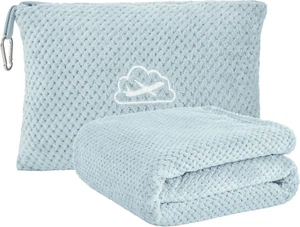Travel Blanket Airplane Compact with Bag, Portable and Packable 2 in 1 Jacquard - Picture 1 of 12