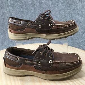 Croft & Barrow Boat Shoes Mens 11 M Moc Toe Casual Brown Leather Lace Up Low Top